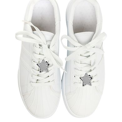 Five-Rhinestone Star Shoelace Charms 1 Pair Silver Tone