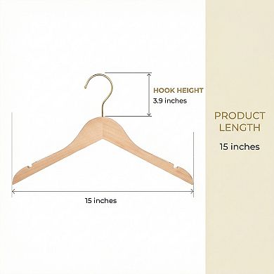 2 Pack Wood Non-Slip Hangers, Durable 360-degree Space Saving Clothes Hangers 15x3.9Inch