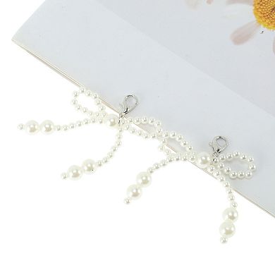 Faux Pearl Bow Style 1 Shoelace Charms 1 Pair White