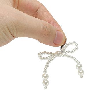 Faux Pearl Bow Style 1 Shoelace Charms 1 Pair White