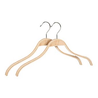 2 Pack Wood Non-Slip Hangers with Pinch Clips, Durable 360-degree Space Saving 15.7inch