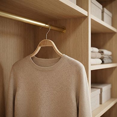 2 Pack Wood Non-Slip Hangers with Pinch Clips, Durable 360-degree Space Saving 15.7inch