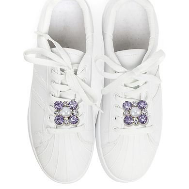 One Faux Pearl Rhinestone Shoelace Charms 2 Pcs