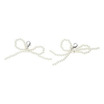 Faux Pearl Bow Style 5 Shoelace Charms 1 Pair White