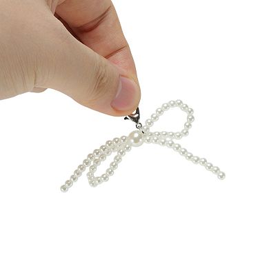 Faux Pearl Bow Style 5 Shoelace Charms 1 Pair White