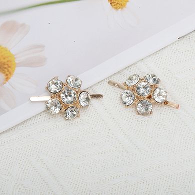 Floral Pin Back Shoe Accessories 2 Pcs Gold Tone White