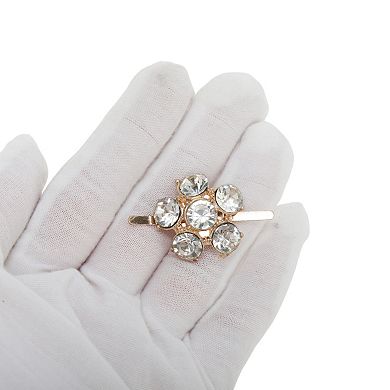 Floral Pin Back Shoe Accessories 2 Pcs Gold Tone White