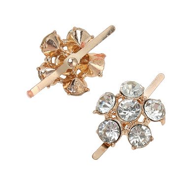 Floral Pin Back Shoe Accessories 2 Pcs Gold Tone White