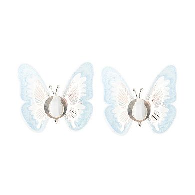Embroidered Butterflies Shoelace Charms 1 Pair
