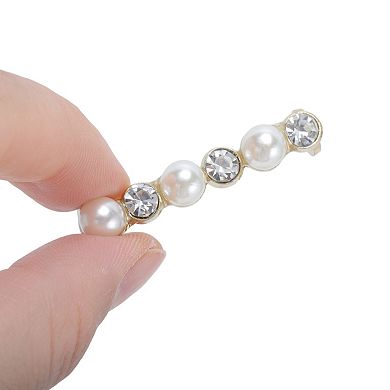 Rhinestone Faux Pearl Shoelace Charms 2 Pcs Gold Tone