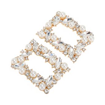 Pearl Square Clasp Pin Back Style Shoe Accessories 2 pc