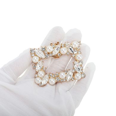 Pearl Square Clasp Pin Back Style Shoe Accessories 2 Pcs