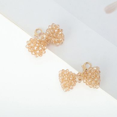 Beaded Bow Shoelace Charms 1 Pair Gold Tone