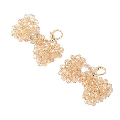 Beaded Bow Shoelace Charms 1 Pair Gold Tone