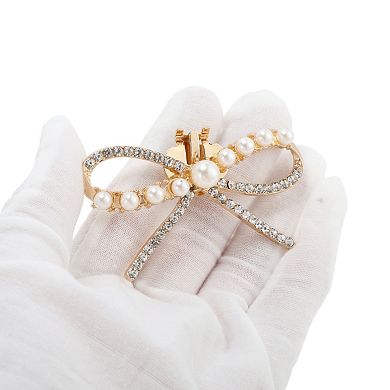 Pearl Rhinestone Bow with Detachable Clip Shoe Accessories 2 Pcs