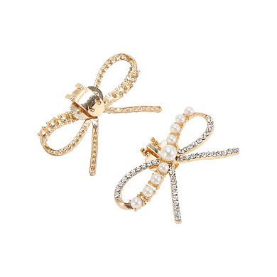 Pearl Rhinestone Bow with Detachable Clip Shoe Accessories 2 Pcs
