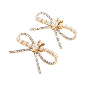 Pearl Rhinestone Bow with Detachable Clip Shoe Accessories 2 pc