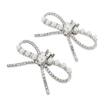 Pearl Rhinestone Bow with Detachable Clip Shoe Accessories 2 pc