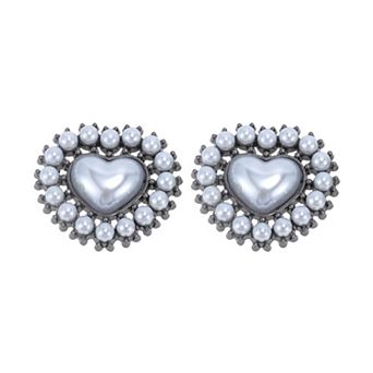 Heart Faux Pearls Shoelace Charms 2 pc