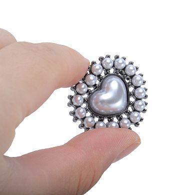 Heart Faux Pearls Shoelace Charms 2 Pcs