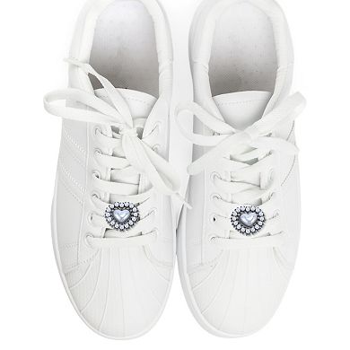 Heart Faux Pearls Shoelace Charms 2 Pcs
