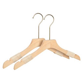 2 Pack Wood Rope Non-Slip Hangers, Durable 360-degree Clothes Hangers for Clothing 15x0.8Inch