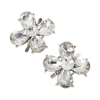 Floral Pin Back Shoe Accessories 2 pc Silver Tone