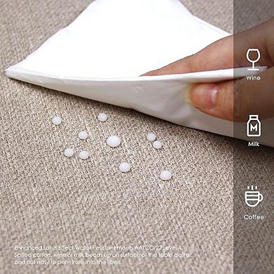 Beige Linen Rectangle Tablecloth Waterproof Washable Wrinkle-Resistant Cover