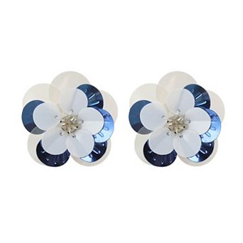 Sequins Flower Shoelace Charms 1 Pair Transparent Blue White