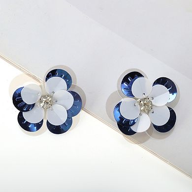 Sequins Flower Shoelace Charms 1 Pair Transparent Blue White