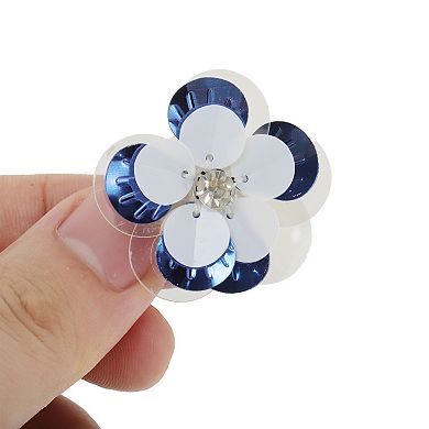 Sequins Flower Shoelace Charms 1 Pair Transparent Blue White