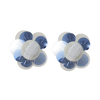 Sequins Flower Shoelace Charms 1 Pair Transparent Blue White