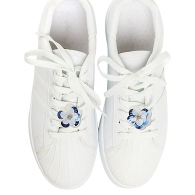 Sequins Flower Shoelace Charms 1 Pair Transparent Blue White
