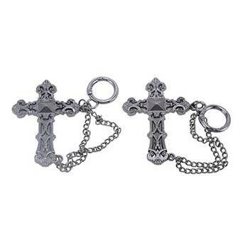 Cross Double Chain Shoelace Charms 2 pc Gray Black