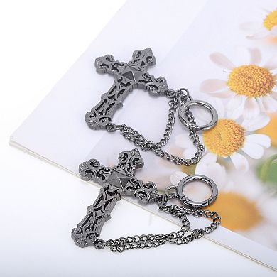 Cross Double Chain Shoelace Charms 2 Pcs Gray Black