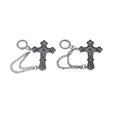 Cross Double Chain Shoelace Charms 2 Pcs Gray Black