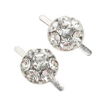 Round Floral Pin Back Shoe Accessories 2 pc Silver Tone