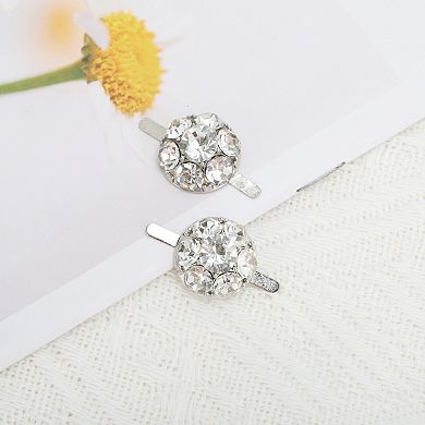 Round Floral Pin Back Shoe Accessories 2 Pcs Silver Tone