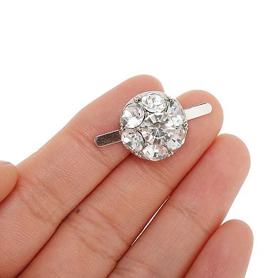 Round Floral Pin Back Shoe Accessories 2 Pcs Silver Tone