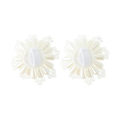 Pearl Flowers Shoelace Charms 1 Pair Beige