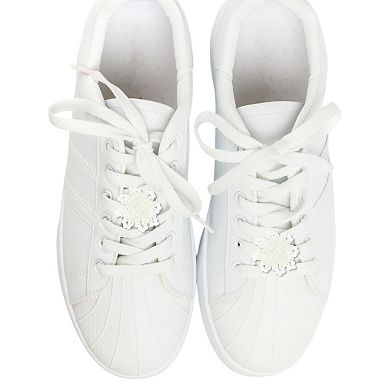Pearl Flowers Shoelace Charms 1 Pair Beige