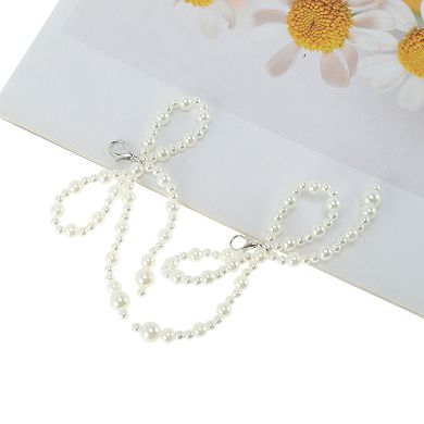 Faux Pearl Bow Style 9 Shoelace Charms 1 Pair White