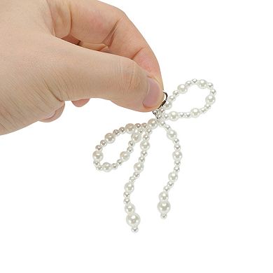 Faux Pearl Bow Style 9 Shoelace Charms 1 Pair White