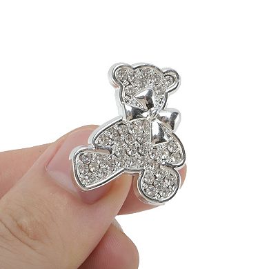 Rhinestone Bears Shoelace Charms 1 Pair Silver Tone