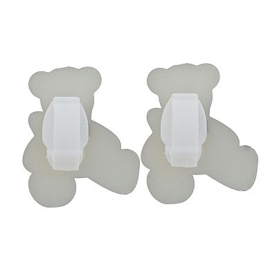 Rhinestone Bears Shoelace Charms 1 Pair Silver Tone