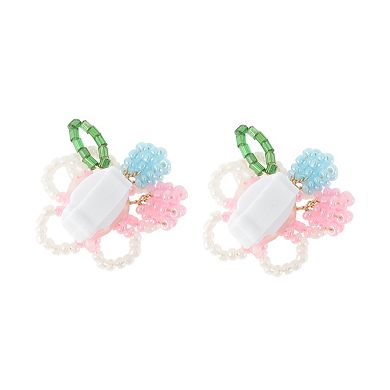 Beaded Flower Shoelace Charms 1 Pair Pink