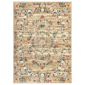 Fashionwu Cottagecore Floral Rug Washable Non Slip Thin Soft Carpet for Living Room Cozy Home Decor