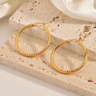 18K Gold-plated Dense Emboss Round Ring Earrings Advanced Sense