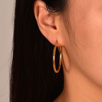 18K Gold-plated Dense Emboss Round Ring Earrings Advanced Sense