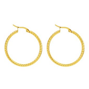 18K Gold-plated Dense Emboss Round Ring Earrings Advanced Sense